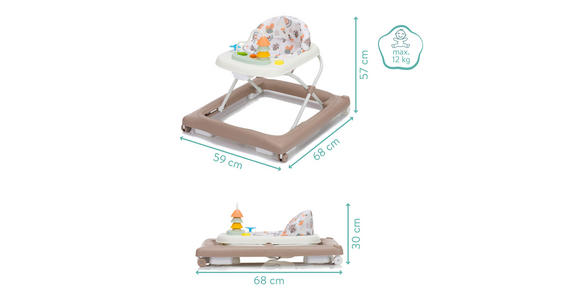 LAUFLERNWAGEN - Mokka, Basics, Kunststoff/Textil (59/68/57cm) - My Baby Lou