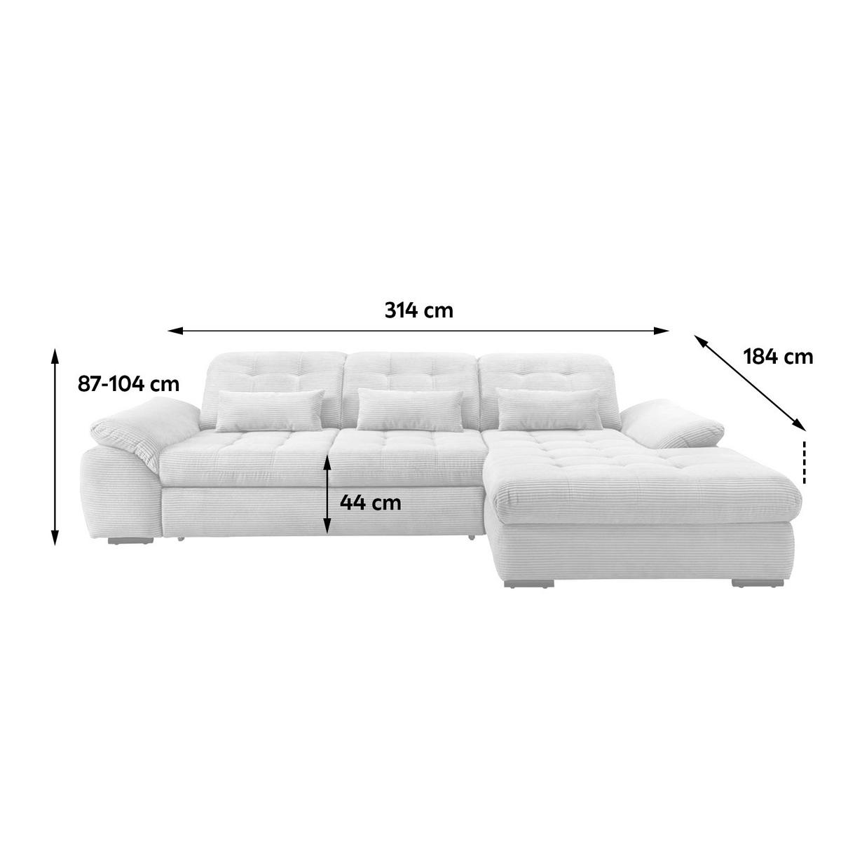ECKSOFA Beige Cord  - Beige/Schwarz, MODERN, Textil/Metall (314/184cm) - Livetastic
