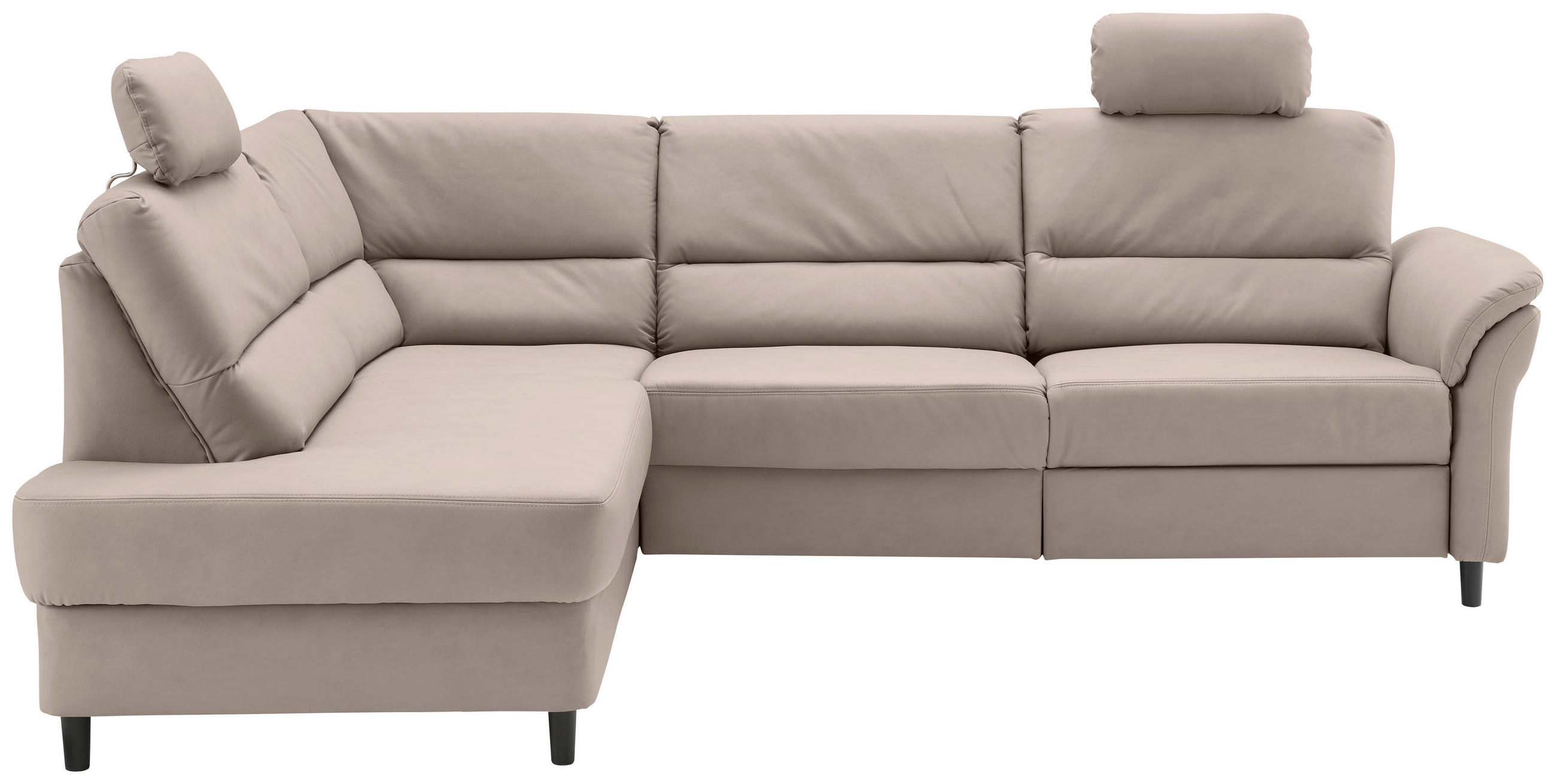 ECKSOFA Lederlook Beige  - Beige/Schwarz, Modern, Holz/Textil (190/266cm) - Livetastic