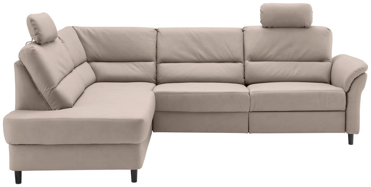 ECKSOFA Lederlook Beige  - Beige/Schwarz, Modern, Holz/Textil (190/266cm) - Livetastic