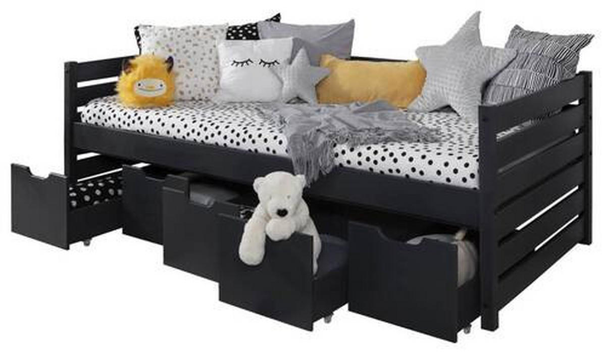 STAURAUMBETT 90/200 cm  in Grau  - Grau, MODERN, Holz (90/200cm) - MID.YOU