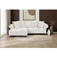 ECKSOFA  in Plüsch Weiß  190/288 cm  - Dunkelbraun/Weiß, KONVENTIONELL, Holz/Textil (190/288cm) - Carryhome