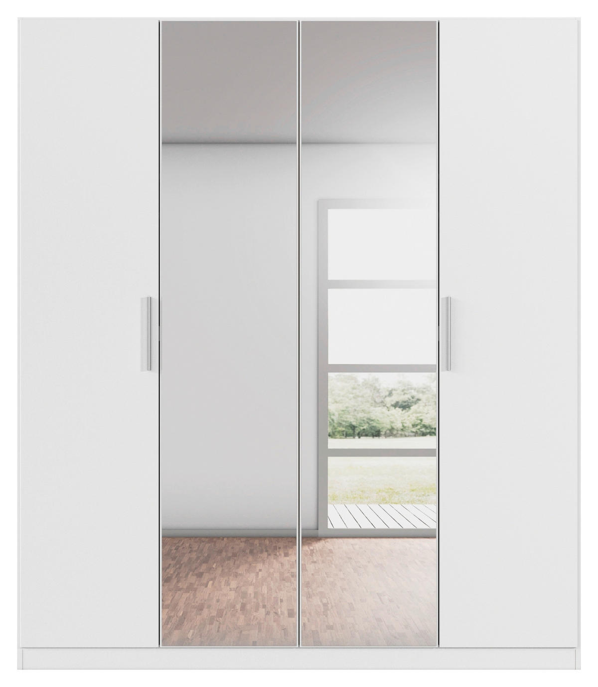 DREHTÜRENSCHRANK 181/210/54 cm,  in Weiß, 4-türig  - Alufarben/Weiß, KONVENTIONELL, Glas/Holzwerkstoff (181/210/54cm) - home24