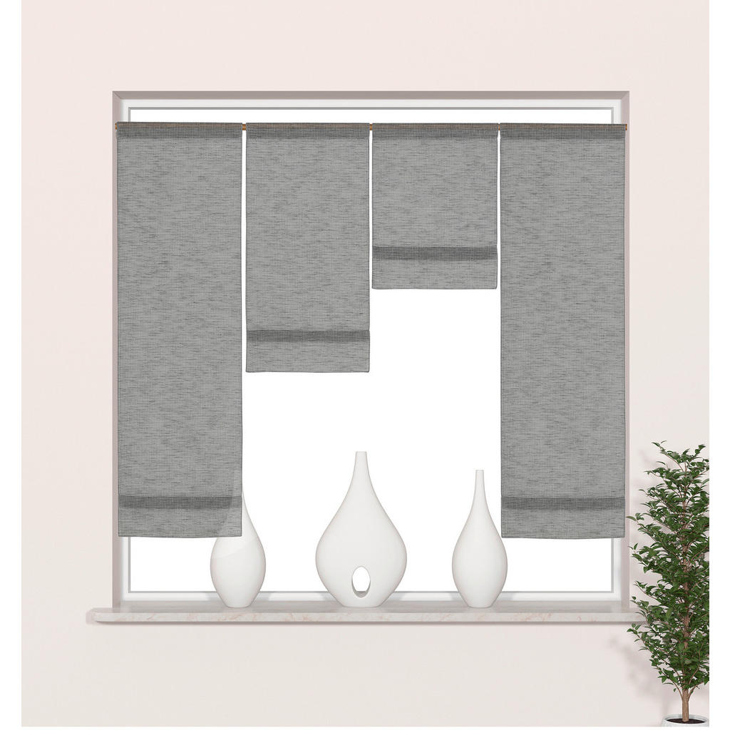 Thumbnail - Xxxl Kurzgardinenset, Grau, Textil, Graphik, 120x100 cm, Oeko-Tex® Standard 100, mit Beschwerungsstab, Öffnung für Besch...