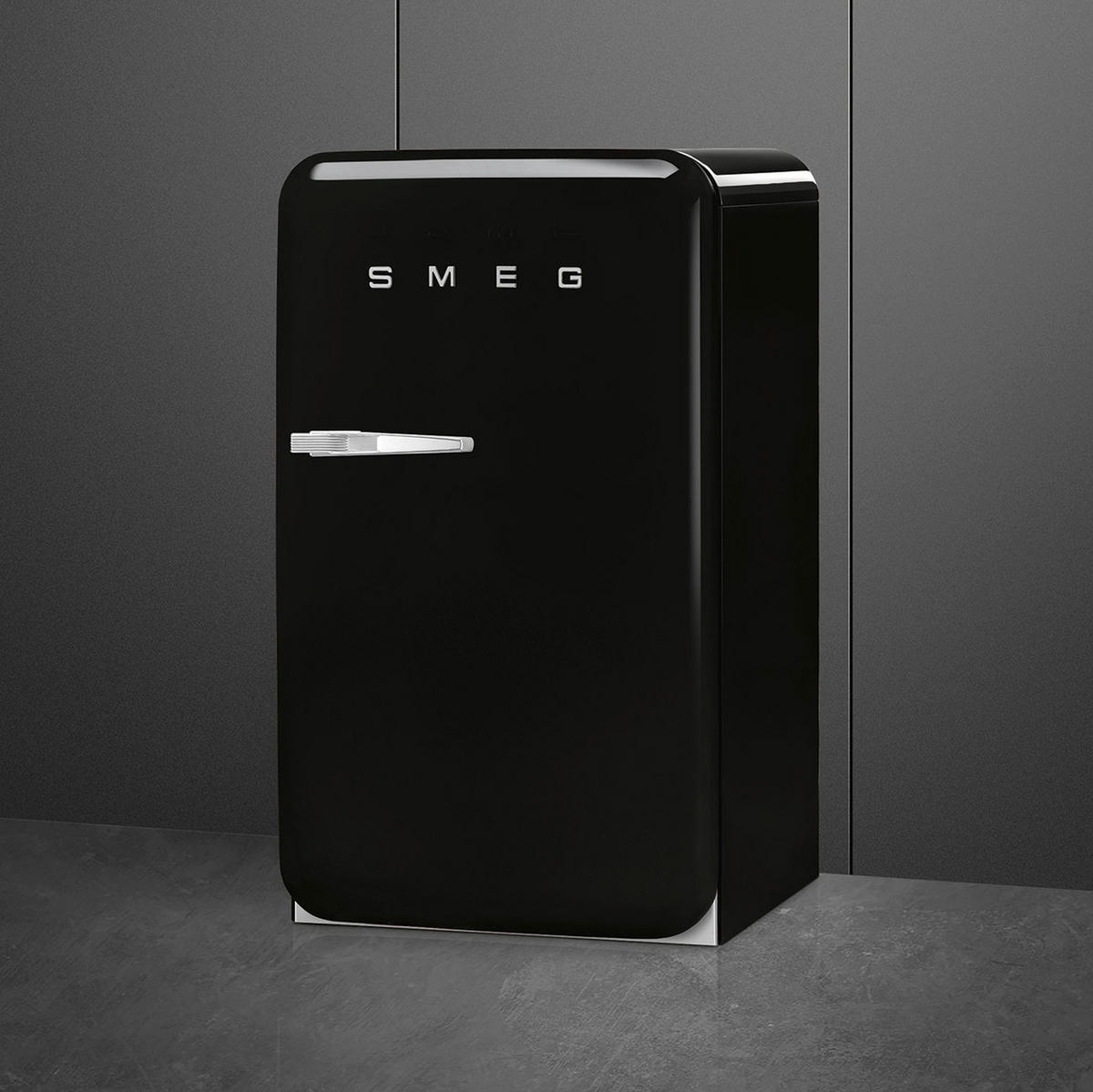 KÜHLSCHRANK 54,5/97-98/70,1 cm FAB10RBL6  - Schwarz Hochglanz/Silberfarben, Basics, Glas/Metall (54,5/97-98/70,1cm) - SMEG
