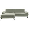ECKSOFA in Webstoff Hellgrün  - Schwarz/Hellgrün, Design, Textil/Metall (197/295cm) - Valdera
