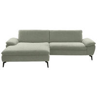 ECKSOFA in Webstoff Hellgrün  - Schwarz/Hellgrün, Design, Textil/Metall (197/295cm) - Valdera