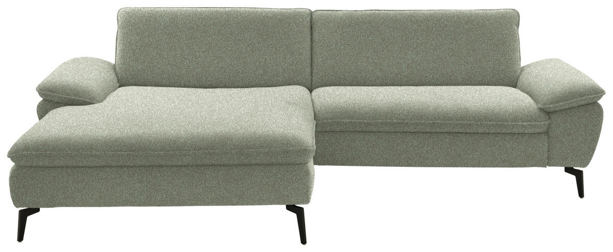 ECKSOFA in Webstoff Hellgrün  - Schwarz/Hellgrün, Design, Textil/Metall (197/295cm) - Valdera