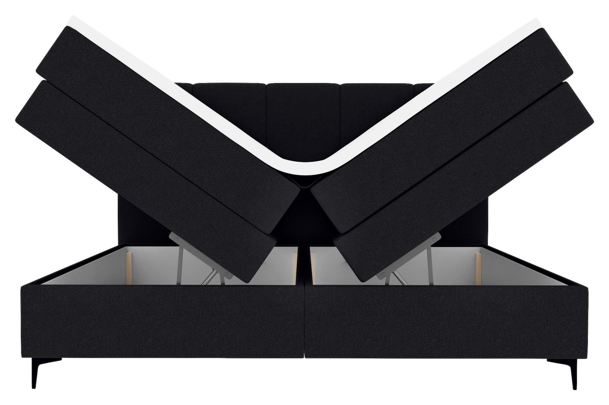 Thumbnail - Boxxx Boxspringbett, Schwarz, Textil, H3, Höhe ca. 16 cm, 180x200 cm, Bettkasten, gepolstertes Kopfteil, Stoffauswahl, T...