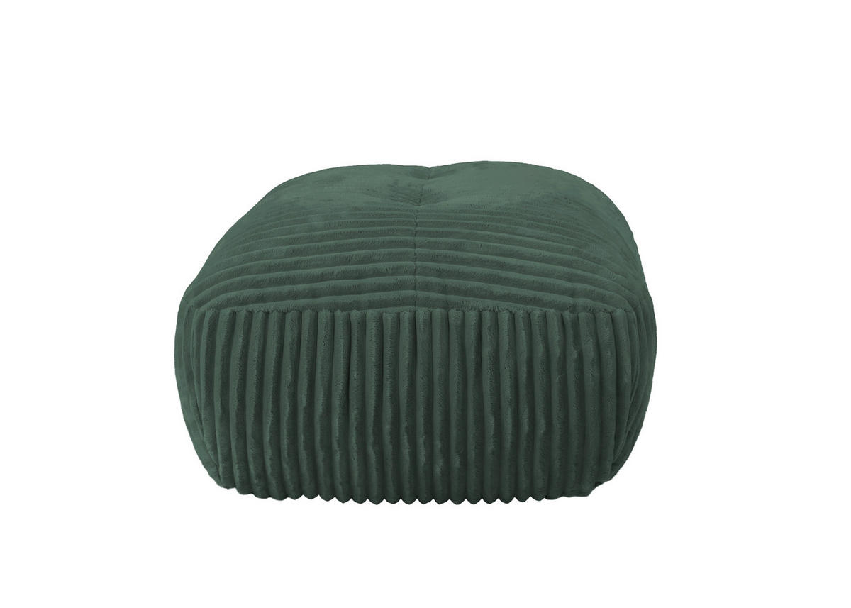 HOCKER BE FLUFFY Cord Dunkelgrün  - Dunkelgrün/Schwarz, MODERN, Kunststoff/Textil (92/46/74cm) - Trendmanufaktur