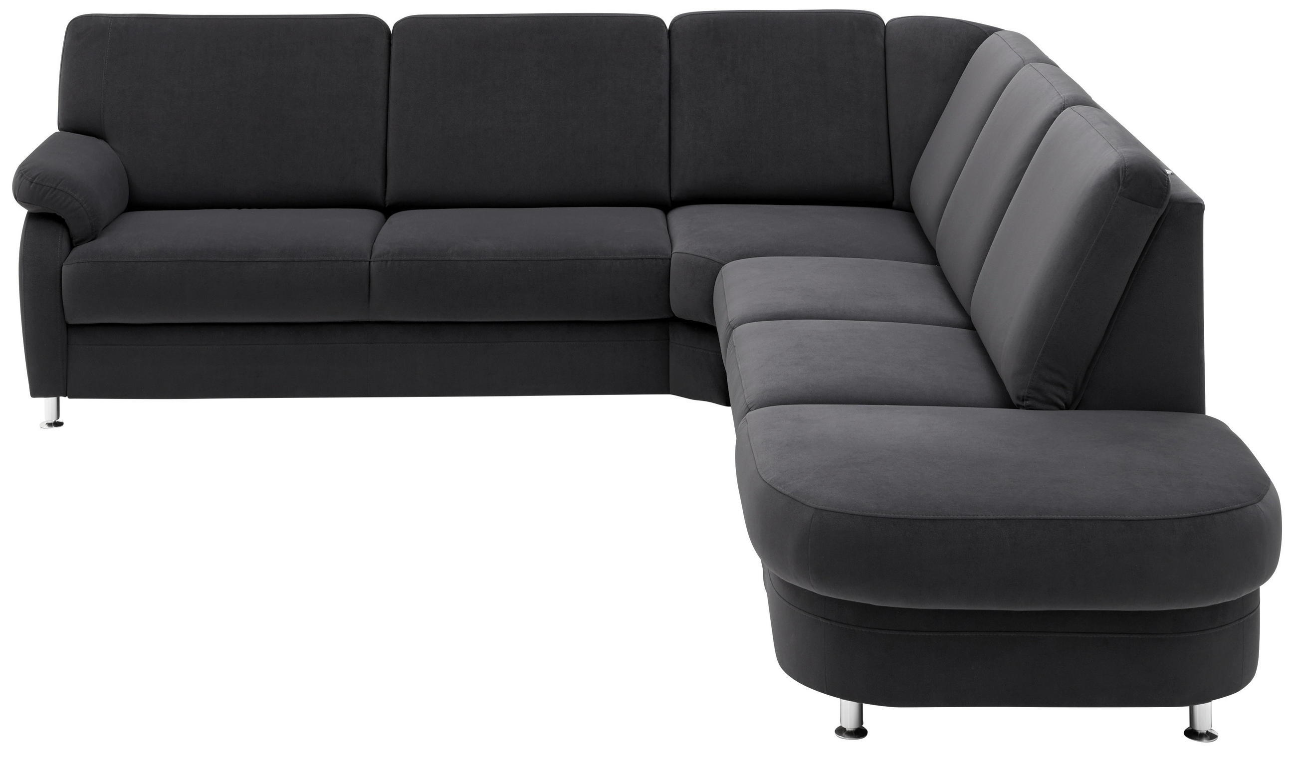 ECKSOFA in Flachgewebe Anthrazit  - Anthrazit/Alufarben, Konventionell, Textil/Metall (269/289cm) - Beldomo System