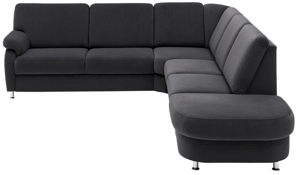 ECKSOFA in Flachgewebe Anthrazit  - Anthrazit/Alufarben, Konventionell, Textil/Metall (269/289cm) - Beldomo System