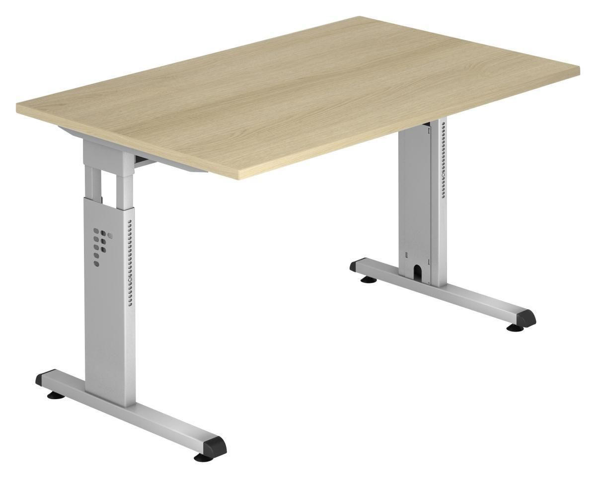 SCHREIBTISCH 120/80/65-85 cm  in Eichefarben  - Eichefarben/Silberfarben, KONVENTIONELL, Holzwerkstoff/Metall (120/80/65-85cm) - Venda