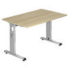 SCHREIBTISCH 120/80/65-85 cm  in Eichefarben  - Eichefarben/Silberfarben, KONVENTIONELL, Holzwerkstoff/Metall (120/80/65-85cm) - Venda