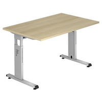 SCHREIBTISCH 120/80/65-85 cm  in Eichefarben  - Eichefarben/Silberfarben, KONVENTIONELL, Holzwerkstoff/Metall (120/80/65-85cm) - Venda