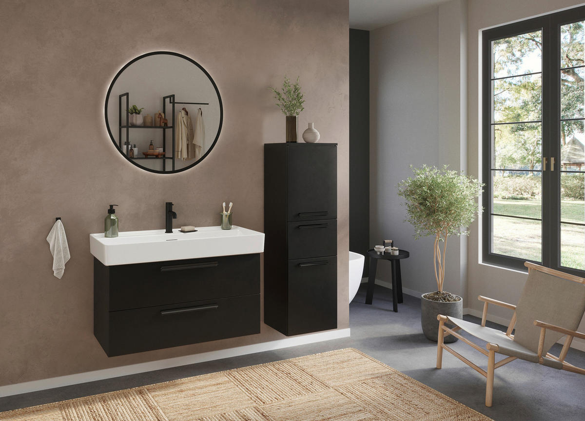 MIDISCHRANK 40/130/35 cm  - Schwarz, KONVENTIONELL, Holzwerkstoff/Kunststoff (40/130/35cm) - Xora