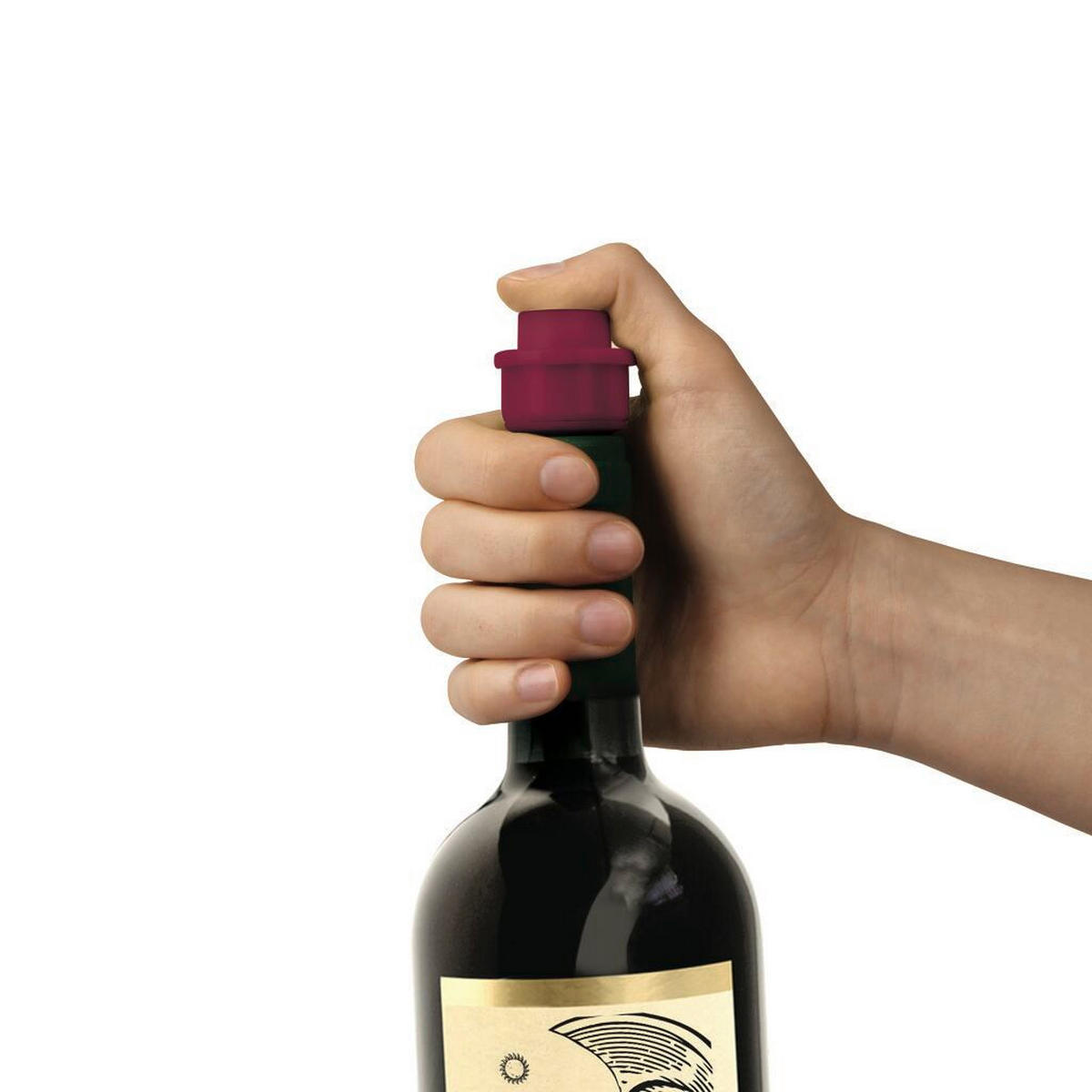 UZÁVĚR NA LAHEV - černá/červená, Basics, plast (3,84/14,93cm) - Kikkerland