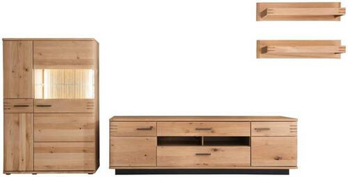 WOHNWAND  in Eichefarben 340/167/50 cm  - Eichefarben/Anthrazit, Design, Glas/Holz (340/167/50cm) - Livetastic