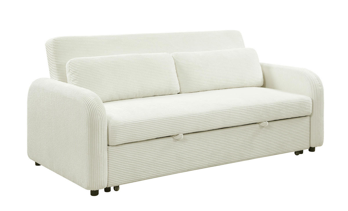 SCHLAFSOFA Cord Creme  - Creme/Schwarz, Design, Kunststoff/Textil (193/86/90cm) - MID.YOU
