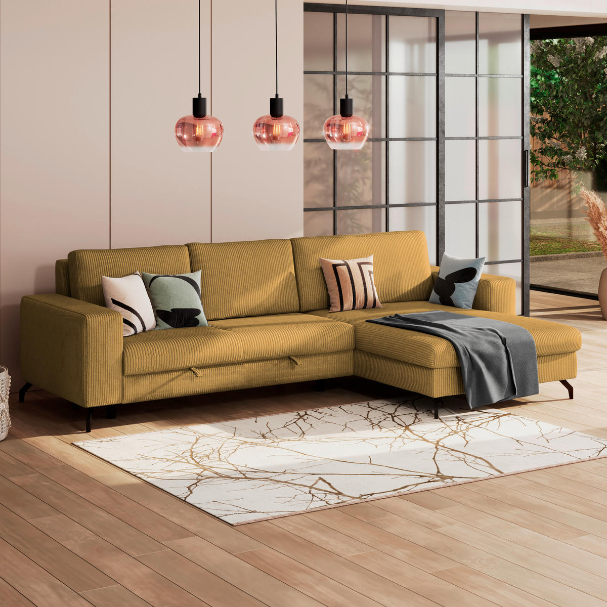 ECKSOFA Senfgelb  - Senfgelb, Trend, Textil (290/178cm) - P & B