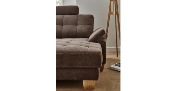 WOHNLANDSCHAFT Hellbraun Webstoff - Hellbraun/Eichefarben, Natur, Holz/Textil (336/174cm) - Voleo