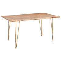 ESSTISCH 160/90/76 cm Echtholz  Holz, Metall rechteckig Akaziefarben, Goldfarben  - Goldfarben/Akaziefarben, Design, Holz/Metall (160/90/76cm) - Landscape
