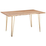ESSTISCH 160/90/76 cm Echtholz  Holz, Metall rechteckig Akaziefarben, Goldfarben  - Goldfarben/Akaziefarben, Design, Holz/Metall (160/90/76cm) - Landscape