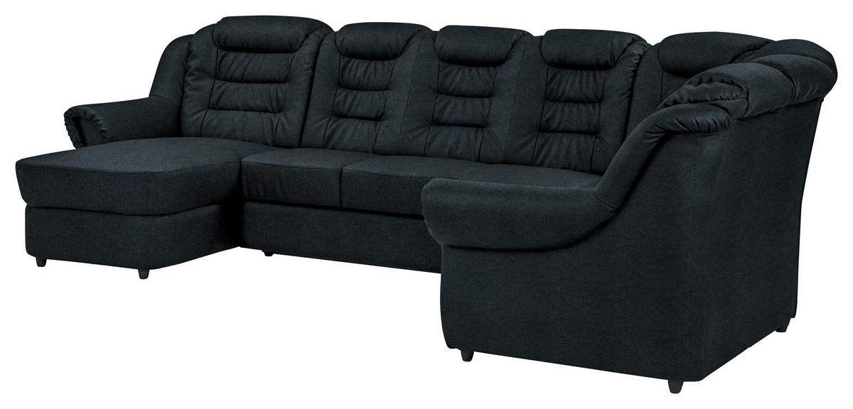 WOHNLANDSCHAFT Schwarz Chenille  - Schwarz, KONVENTIONELL, Kunststoff/Textil (165/333/216cm) - Livetastic