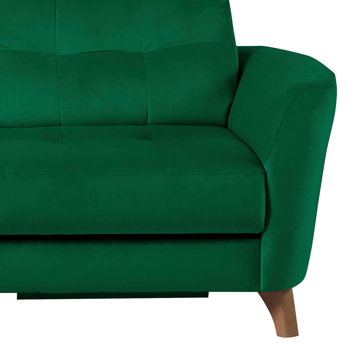 ECKSOFA Dunkelgrün Samt Bettkasten, Schlaffunktion, Liegefläche im Originalstoff  - Dunkelgrün/Buchefarben, Design, Holz/Textil (168/238cm) - Livetastic