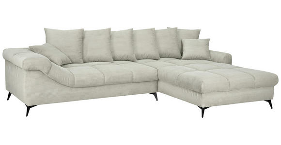 ECKSOFA Elfenbein Cord Rückenkissen, Armlehnenkissen, Rücken echt  - Elfenbein/Schwarz, KONVENTIONELL, Textil/Metall (332/231cm) - Carryhome
