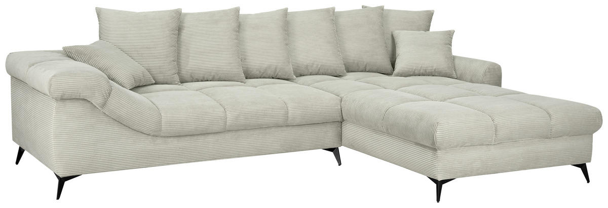 ECKSOFA Elfenbein Cord Rückenkissen, Armlehnenkissen, Rücken echt  - Elfenbein/Schwarz, KONVENTIONELL, Textil/Metall (332/231cm) - Carryhome