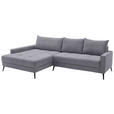 ECKSOFA  in Cord Grau  173/280 cm  - Schwarz/Grau, KONVENTIONELL, Textil/Metall (173/280cm) - Hom`in