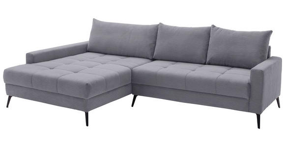 ECKSOFA  in Cord Grau  173/280 cm  - Schwarz/Grau, KONVENTIONELL, Textil/Metall (173/280cm) - Hom`in