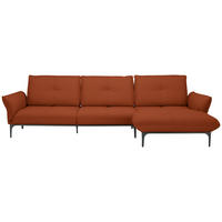 ECKSOFA in Echtleder Terracotta  - Terracotta/Schwarz, Design, Leder/Metall (319/182cm) - Valnatura