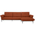 ECKSOFA in Echtleder Terracotta  - Terracotta/Schwarz, Design, Leder/Metall (319/182cm) - Valnatura