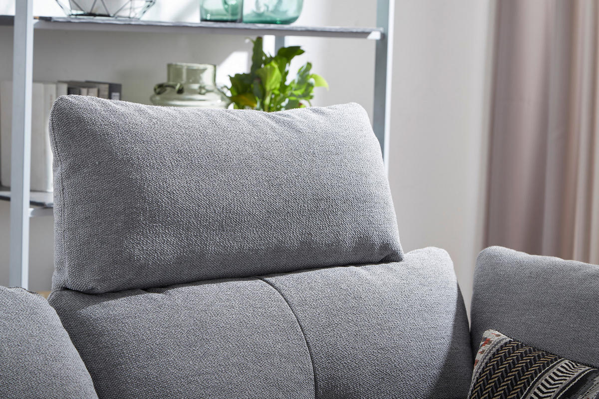 ECKSOFA Hellgrau Flachgewebe  - Hellgrau/Schwarz, Design, Textil/Metall (159/344cm) - Chilliano