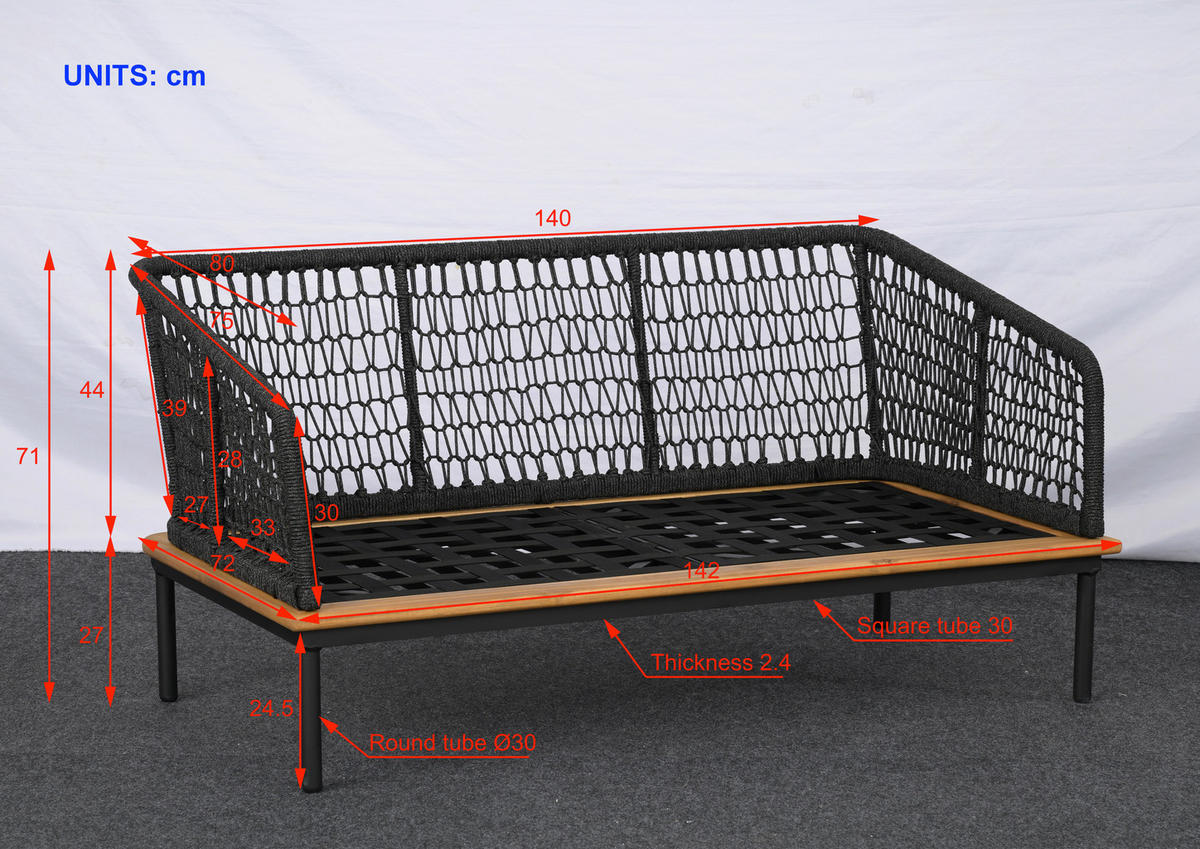 VRTNI SET   jeklo    antracit, barve akacije    - antracit/barve akacije, Moderno, kovina/umetna masa - Ambia Garden
