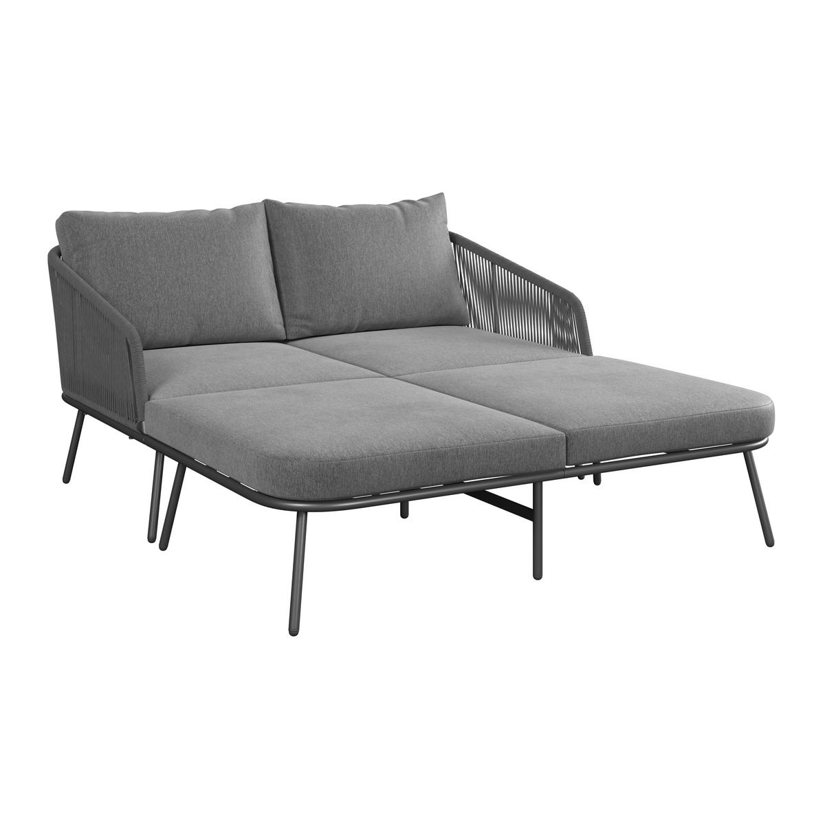 SONNENINSEL 150/75/95 cm  - Dunkelgrau/Schwarz, MODERN, Textil/Metall (150/75/95cm) - Beldano