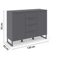 SIDEBOARD  in 120/92/42 cm  - Dunkelgrau, Design, Holzwerkstoff/Metall (120/92/42cm) - Xora