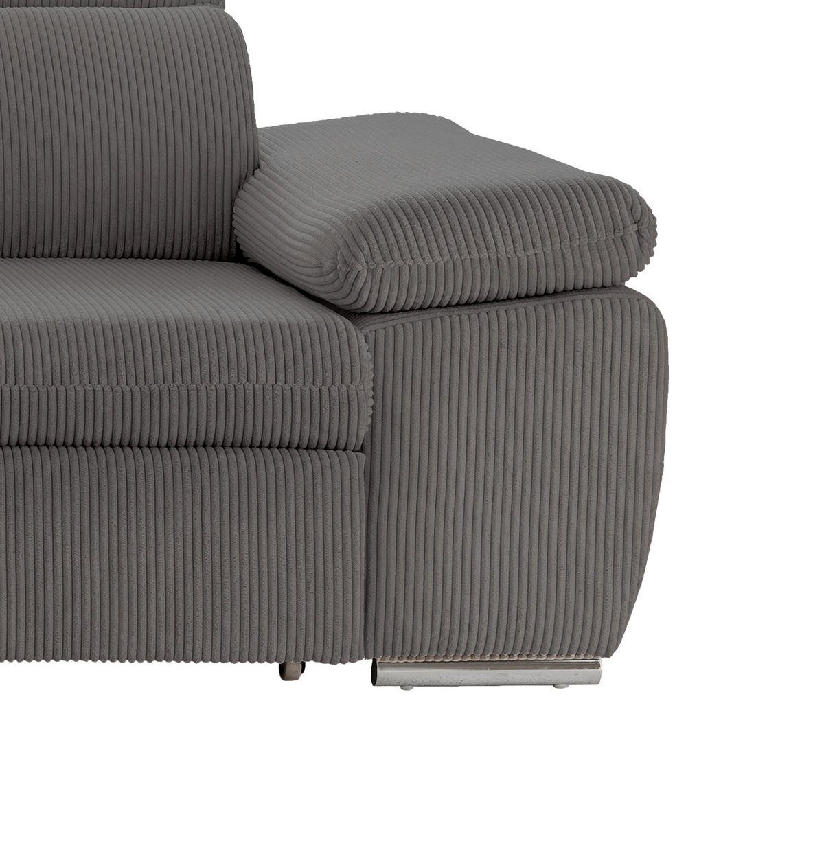 ECKSOFA Grau Cord  - Chromfarben/Grau, Design, Textil/Metall (228/283cm) - Livetastic