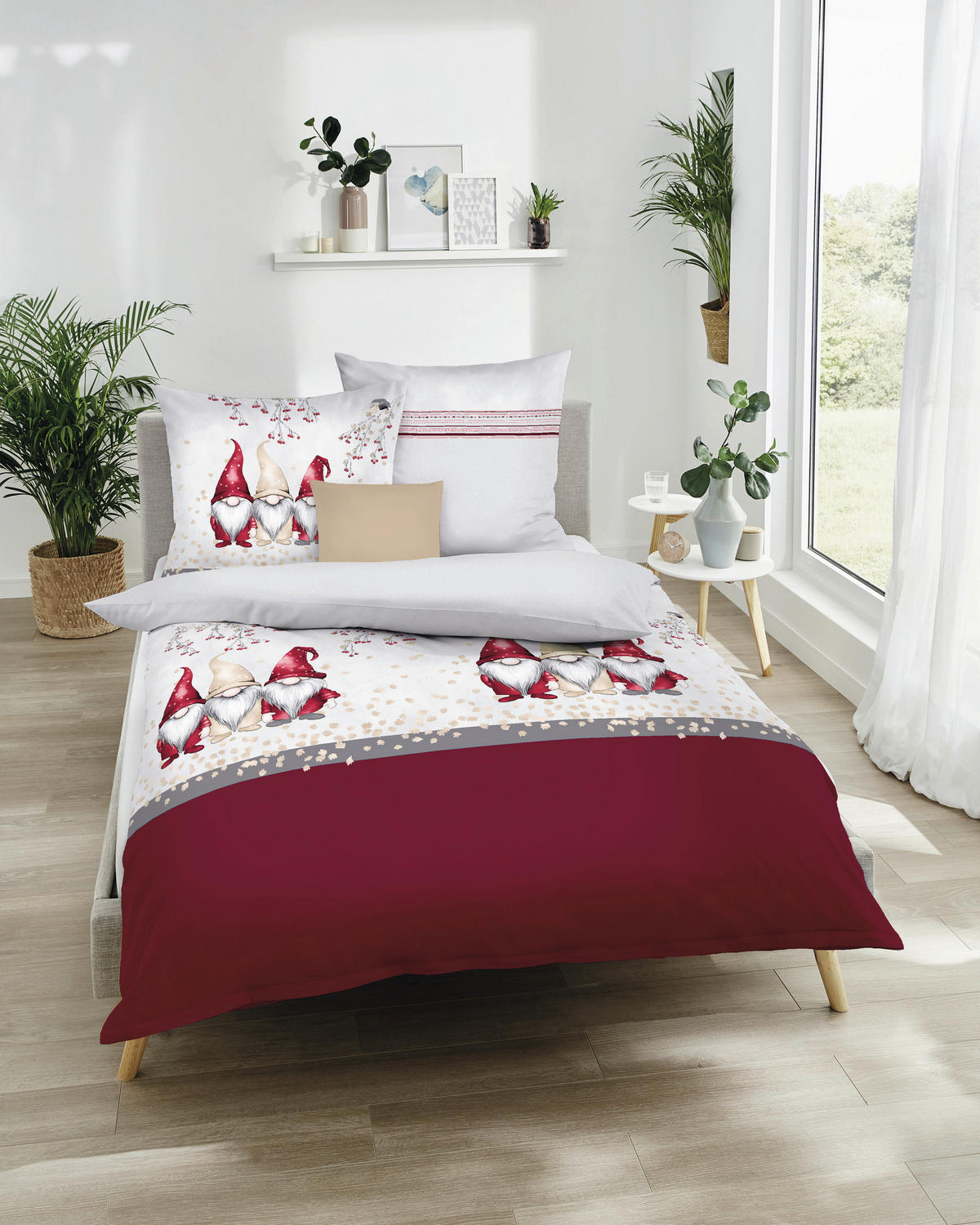 POSTELJNINA Wichtel Kumpel 140/200 cm bombažni flanel srebrne barve  - srebrne barve, Konvencionalno, tekstil (140/200cm) - Kaeppel
