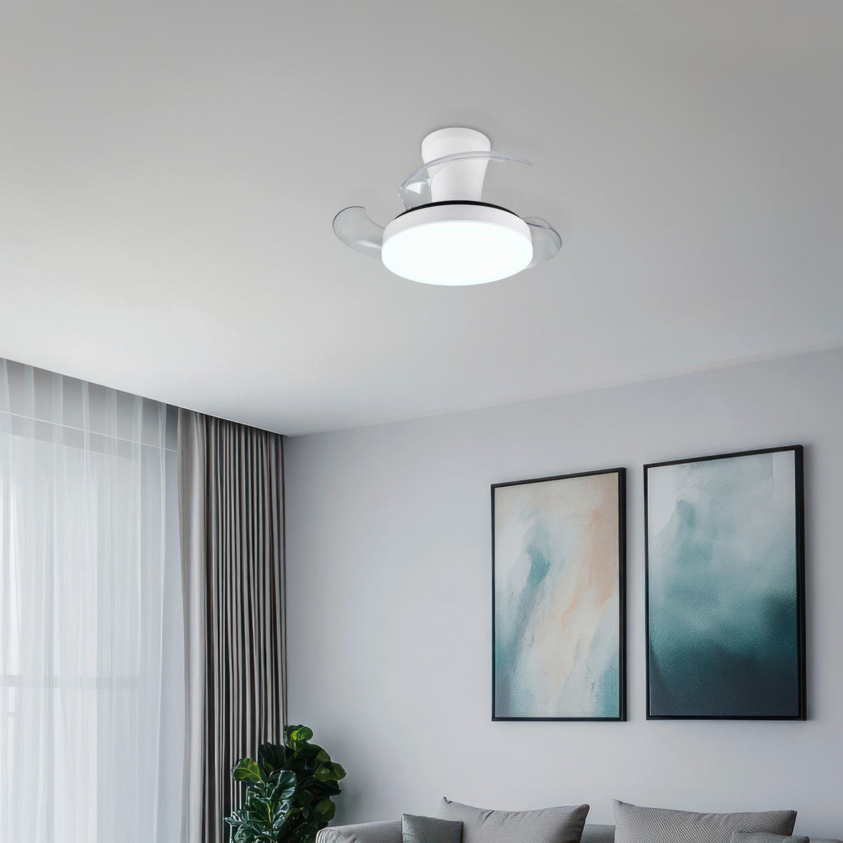 DECKENVENTILATOR - Klar/Weiß, Design, Kunststoff/Metall (30/24cm)