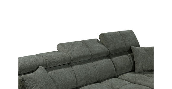 ECKSOFA Dunkelgrün Chenille Zierkissen, Bettkasten, Rücken echt, Kopfteilverstellung, Sitztiefenverstellung  - Dunkelgrün/Schwarz, KONVENTIONELL, Kunststoff/Textil (268/172cm) - Carryhome