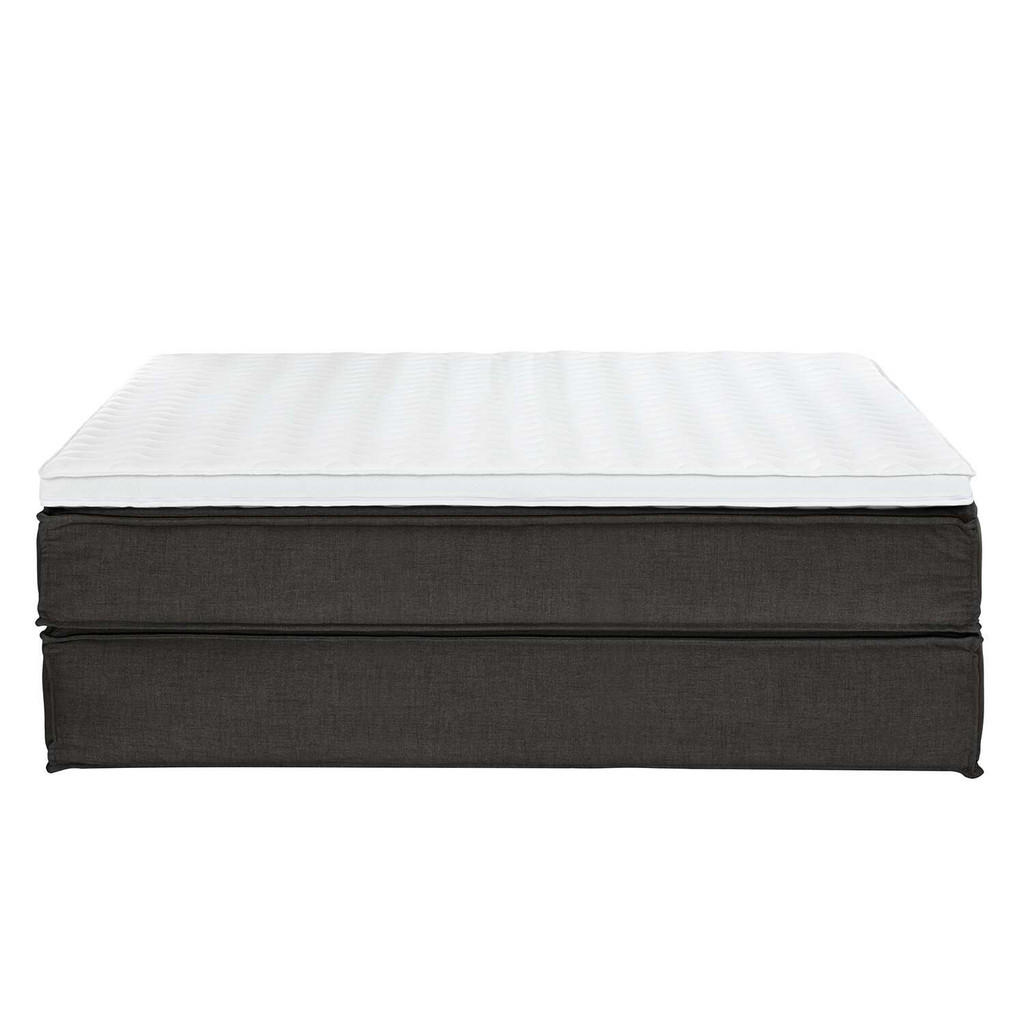 Thumbnail - home24 Boxspringbett, Anthrazit, Textil, H2, 7-Zonen, Höhe ca. 24 cm, 200x200 cm, Topper durchgehend, Partnermatratze mi...
