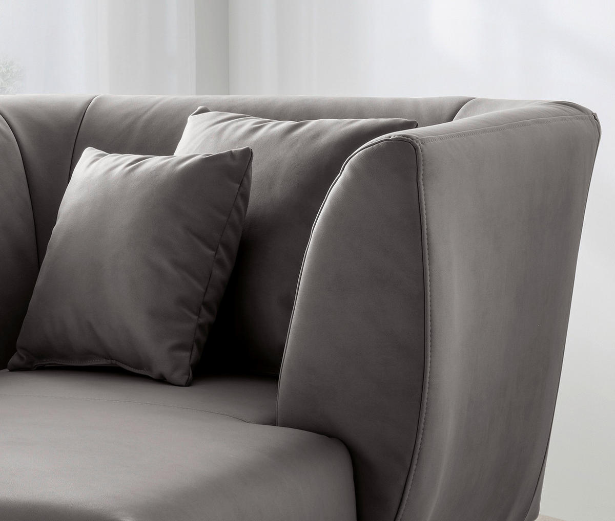 XXL-SESSEL in Lederlook Anthrazit  - Anthrazit/Schwarz, Modern, Holz/Textil (108/84/155cm) - Livetastic