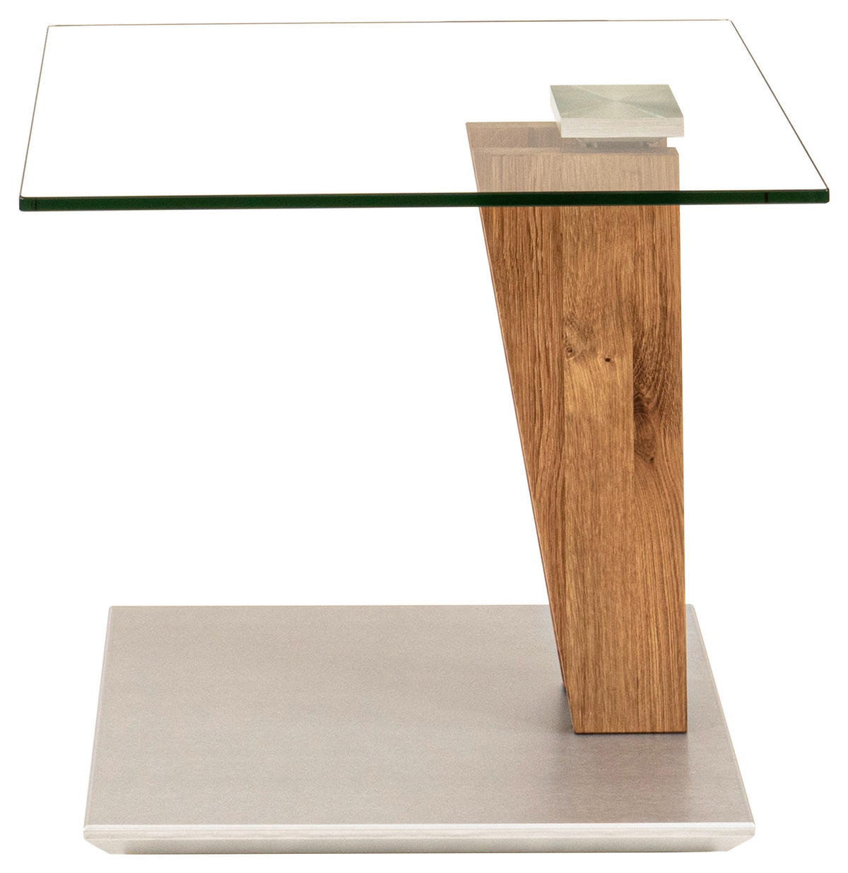 BEISTELLTISCH 55/47/47-65 cm Wildeiche teilmassiv rechteckig  - Design, Glas/Holz (55/47/47-65cm)