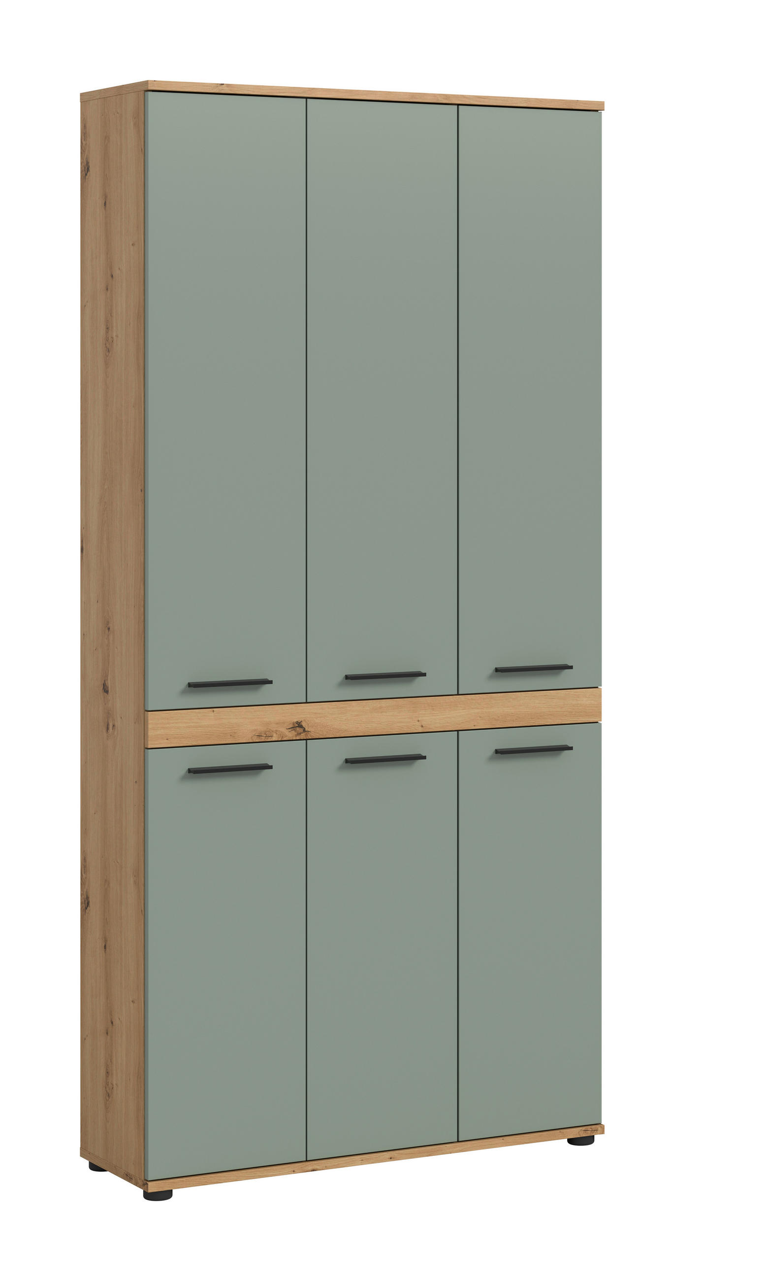 Mid.you Hochschrank Blake Salbeigrün, Eiche Artisan 90x191x31 cm