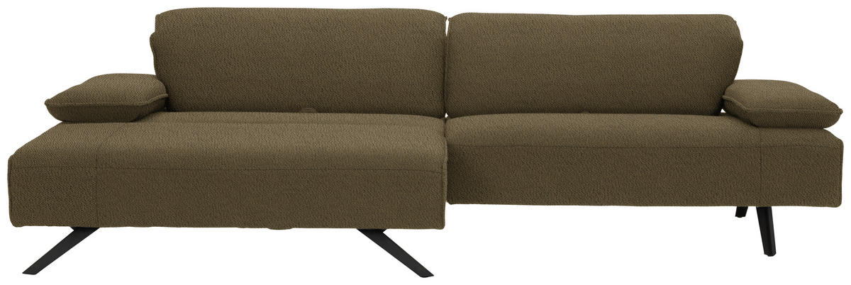 ECKSOFA in Flachgewebe Dunkelgrün  - Dunkelgrün/Anthrazit, Design, Textil/Metall (166/280cm) - Johann Jakob