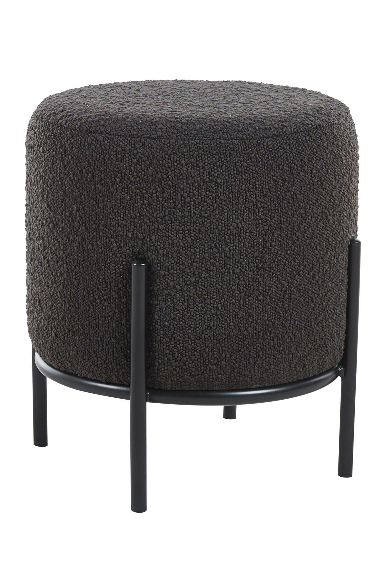 HOCKER Bouclé Anthrazit, Schwarz  - Anthrazit/Schwarz, MODERN, Textil/Metall (35/38/35cm) - Livetastic