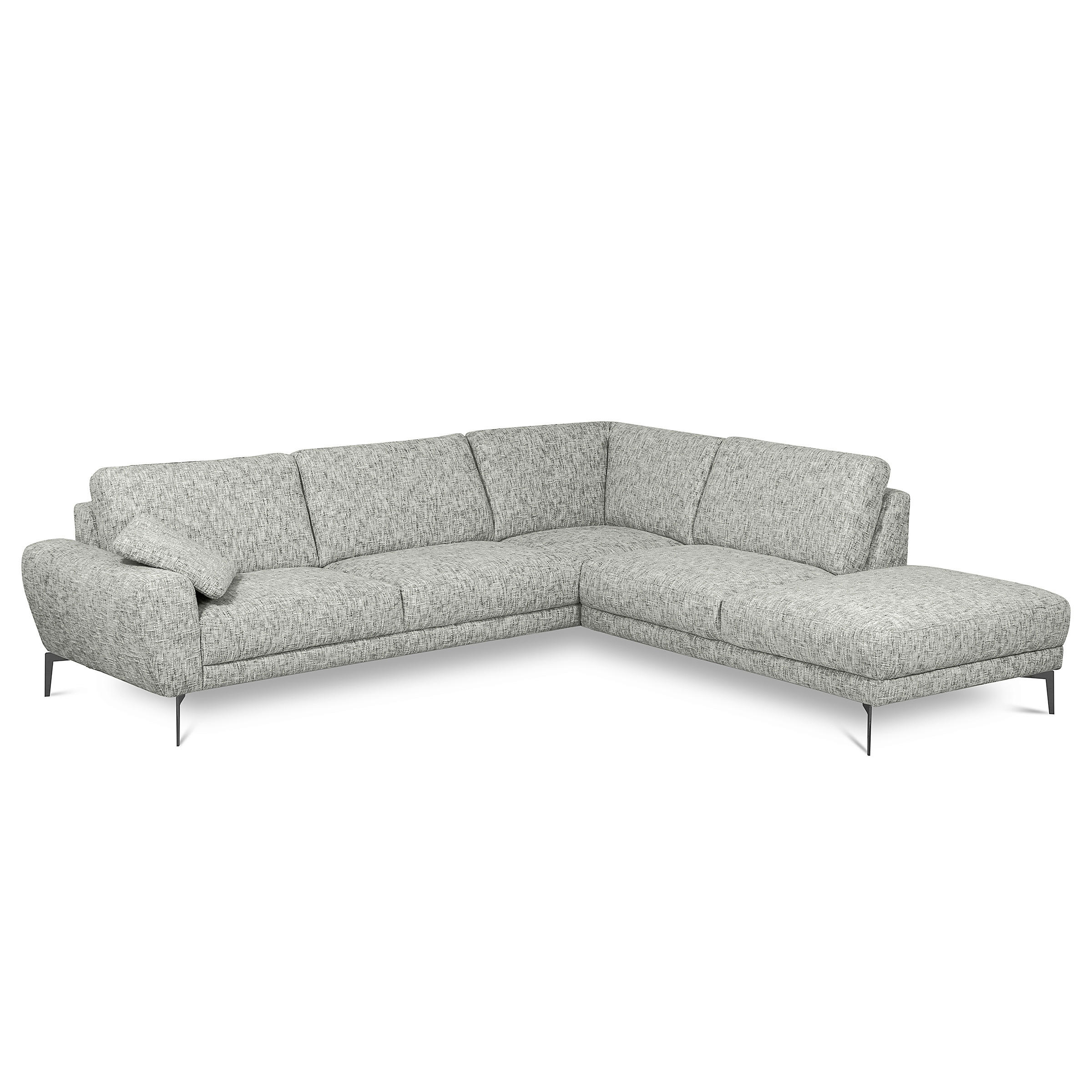 ECKSOFA SPRING Grau Webstoff Zierkissen  - Schwarz/Grau, Design, Textil/Metall (273/250cm) - Livetastic